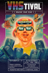 VHStival 2018 Kicks Off on Video Store Day! October 20th and 21st at Alamo Drafthouse Raleigh! POSTER ART REVELEAD! Get Ready for a TOTAL VHS PARTY!