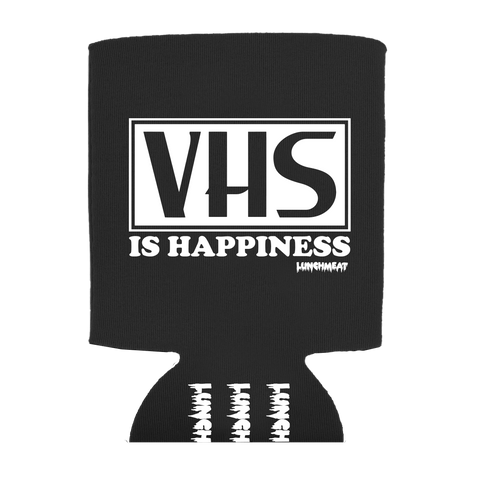 VHS IS HAPPINESS BLACK KOOZIE