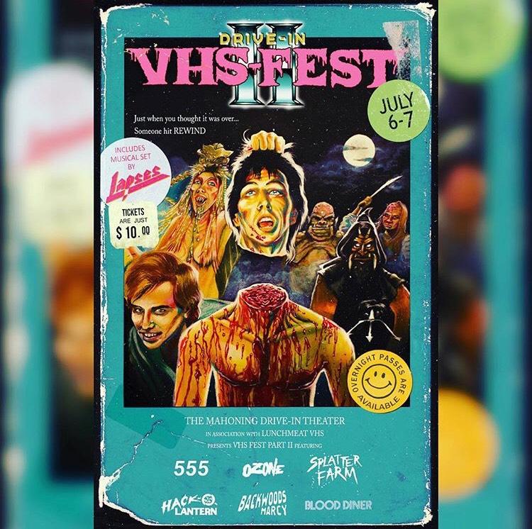 Mahoning Drive-In Theater and Lunchmeat VHS Proudly Present DRIVE-IN VHS FEST II on July 6th and 7th 2018! Poster Art Revealed! PLUS! TICKET INFO AND EVENT DETAILS!