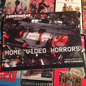 LUNCHMEAT Proudly Presents HOME VIDEO HORRORS: A 2017 Calendar Tribute to Horror VHS Cover Art Featuring the Photography of Jacky Lawrence! Limited to 50 Copies! AVAILABLE NOW!