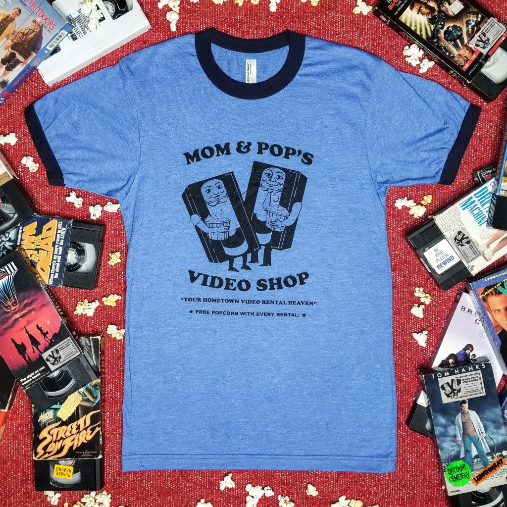 LUNCHMEAT and DISCOUNT CEMETERY Celebrate the Spirit of Hometown Indie Video Stores with MOM AND POP’S VIDEO SHOP Apparel Collection!