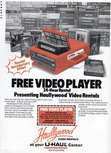 U-Haul Home Video / VCR Rentals?! They Existed, and We Got Proof! Check out the Haullywood Portable VCR Coupon!!